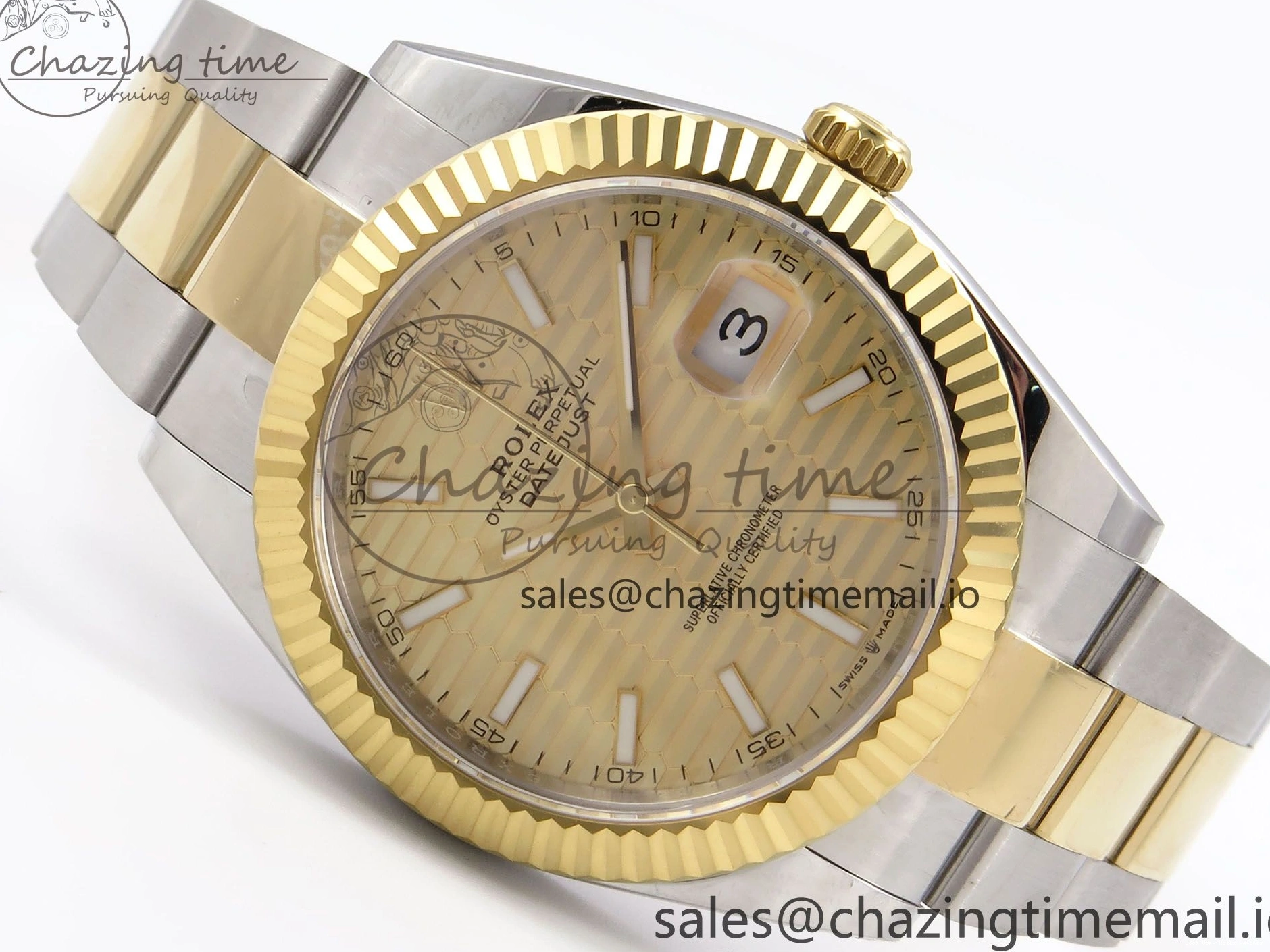 AAA Replica Watches Bracelet Thermal YG Best Edition Dial DateJust 41 Oyster 126333 EWEF SS on 976 YG Textured A 0104
